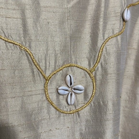 AS*HRO Silk Blend, Seashell & Gold Thread Embroidered Dress & Matching Jacket, L - Picture 3 of 15